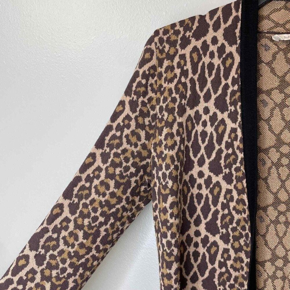 Soft Surroundings Leopard Cardigan Sweater Womens Small Brown Long Sleeve Open - Picture 7 of 11